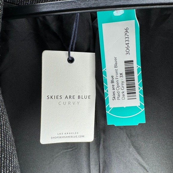 NWT SKIES ARE BLUE Open Front Blazer Dark Gray Black 3X Plus Size - Picture 4 of 5